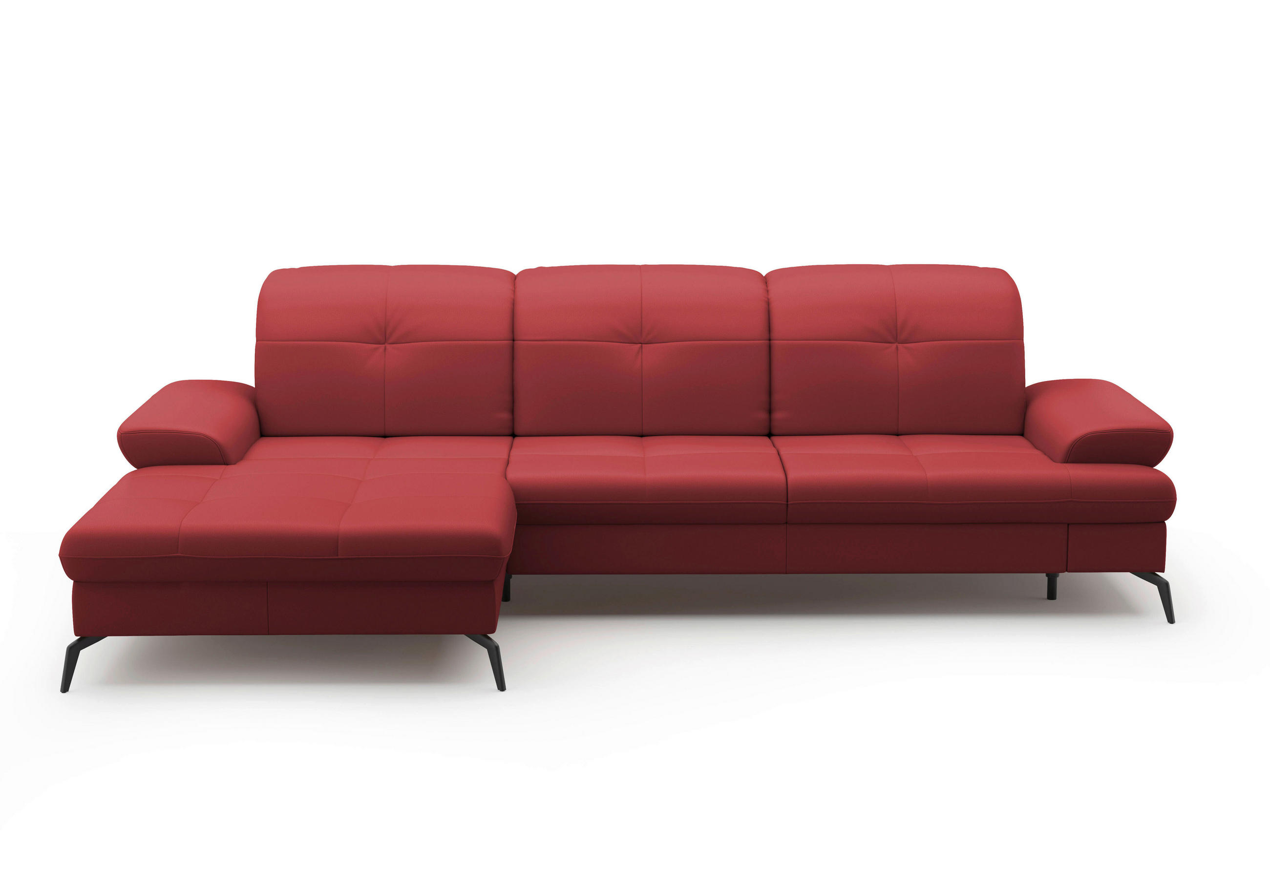 ECKSOFA in Vliesstoff Kombination Echtleder/Stoff Rot  - Rot/Schwarz, Konventionell, Leder/Textil (185/279cm) - Sit & More
