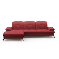 ECKSOFA Rot Echtleder  - Rot/Schwarz, KONVENTIONELL, Leder/Metall (185/279cm) - Sit & More