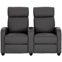 HEIMKINO-SOFA Lederlook Grau  - Schwarz/Grau, KONVENTIONELL, Kunststoff/Textil (128/100/87cm) - MID.YOU