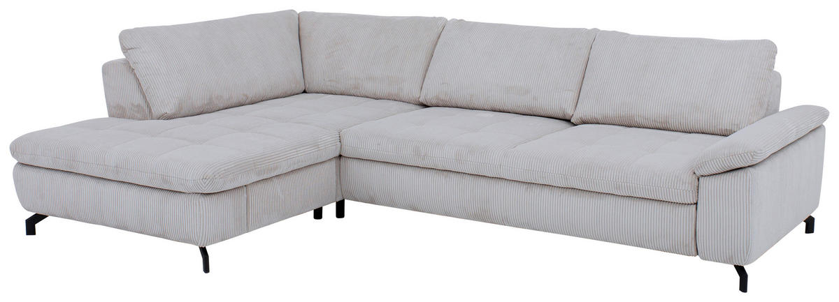 ECKSOFA Sense Grau Cord, Velours  - Schwarz/Grau, Design, Textil/Metall (197/291cm) - Beldomo Style