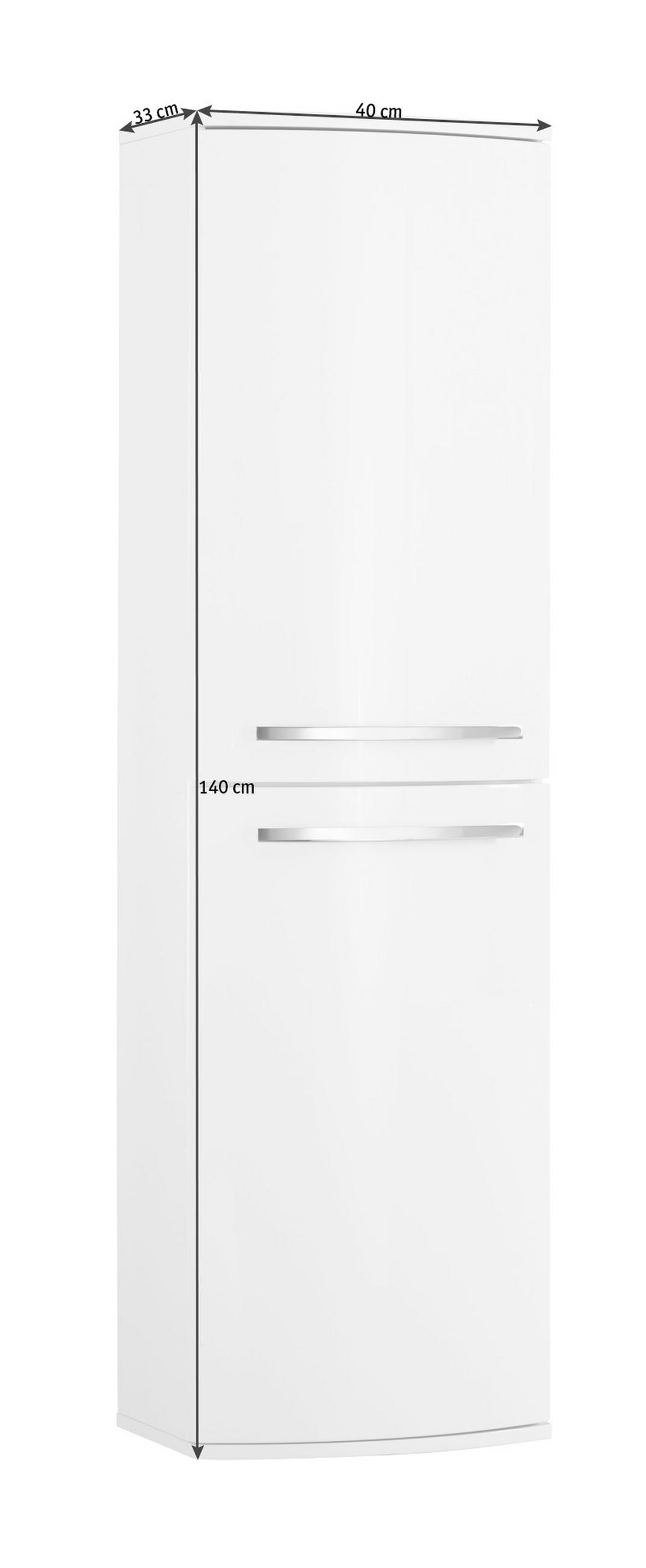 MIDISZEKRÉNY 40/140/33 cm  - króm/fehér, Konventionell, faalapú anyag/fém (40/140/33cm) - Xora