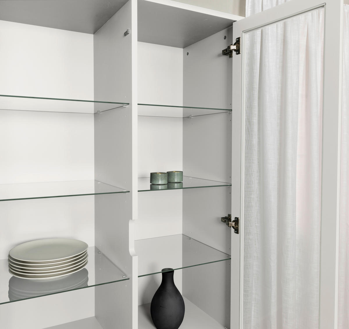 VITRINE in Schwarz, Weiß  - Schwarz/Weiß, Design, Glas/Holzwerkstoff (90/178/43cm)
