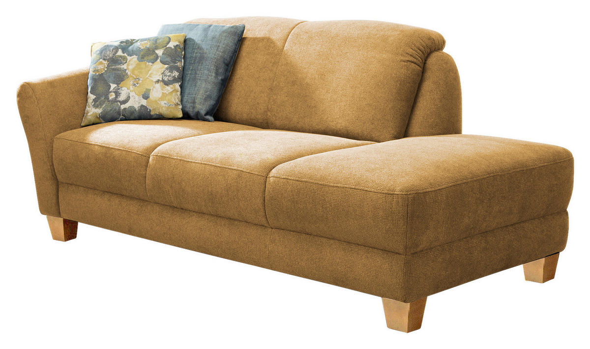 RÉCAMIERE Senfgelb Flachgewebe  - Senfgelb/Naturfarben, KONVENTIONELL, Holz/Textil (194/84/91cm) - Sit & More