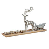 ADVENTSKRANZ  - Hellbraun/Silberfarben, Basics, Holz/Metall (64/37/13cm)