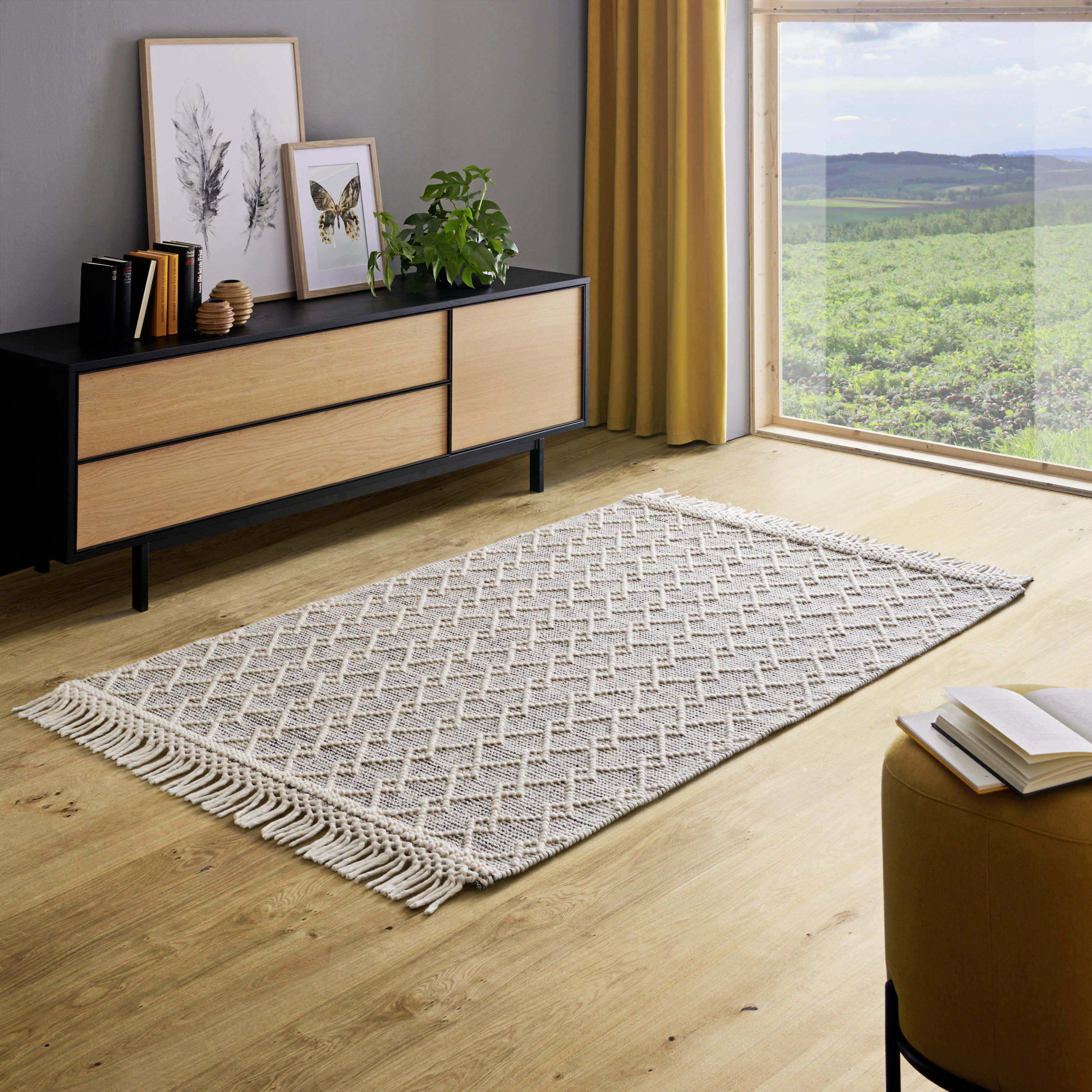 RUČNO TKANI TEPIH  bela, bež     - bela/bež, Prirodno, tekstil (120/180cm) - Linea Natura