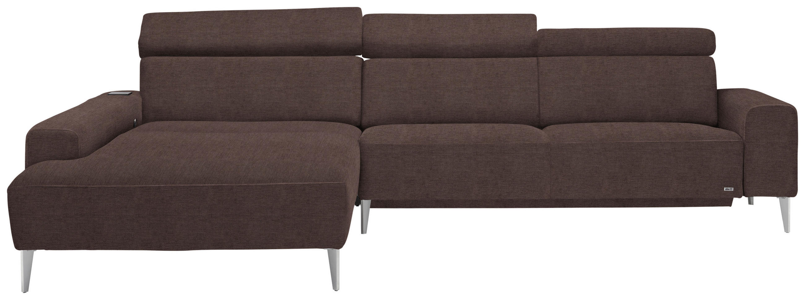 ECKSOFA Braun Webstoff  - Alufarben/Braun, Design, Textil/Metall (205/308cm) - Sedda