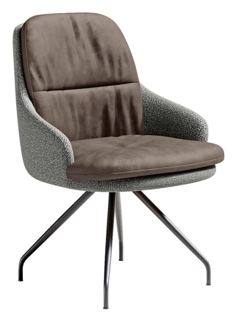 ARMLEHNSTUHL  Beinauswahl, Sitzfläche 360° drehbar, Stoff-/Lederauswahl Velours  Graubraun, Graublau  - Graublau/Graubraun, Design, Textil/Metall (60/86/66cm) - Dieter Knoll