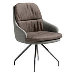 ARMLEHNSTUHL  Beinauswahl, Sitzfläche 360° drehbar, Stoff-/Lederauswahl Velours  Graubraun, Graublau  - Graublau/Graubraun, Design, Textil/Metall (60/86/66cm) - Dieter Knoll