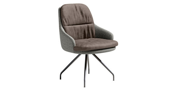 ARMLEHNSTUHL  Beinauswahl, Sitzfläche 360° drehbar, Stoff-/Lederauswahl Velours  Graubraun, Graublau  - Graublau/Graubraun, Design, Textil/Metall (60/86/66cm) - Dieter Knoll