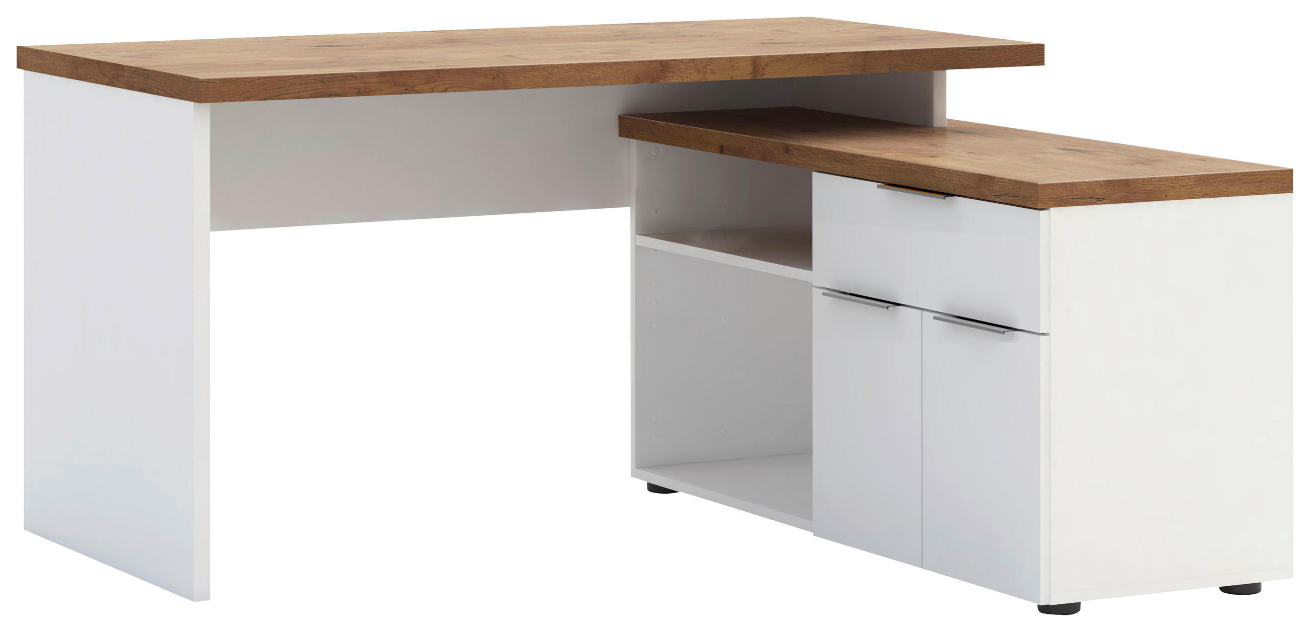 KOTNA PISALNA MIZA leseni material bela  - bela, Design, kovina/leseni material (140/73,3/133cm) - Voleo