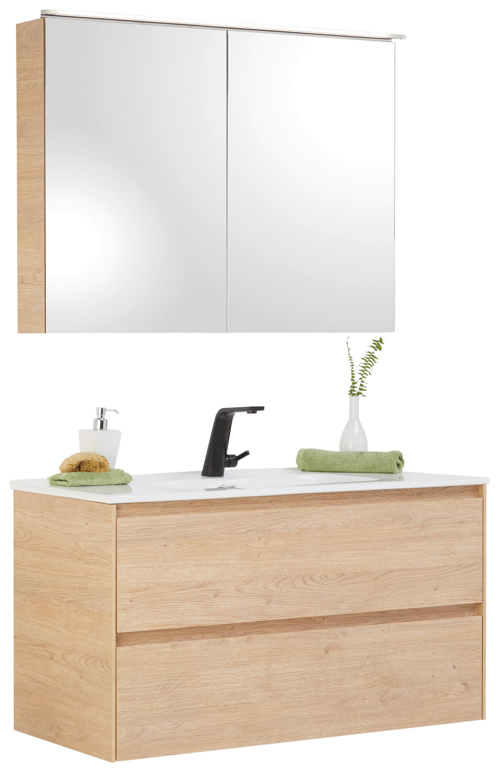 BADEZIMMER  in 100 cm  - Hellbraun/Weiß, KONVENTIONELL, Keramik/Holzwerkstoff (100cm) - Emilio Belluti