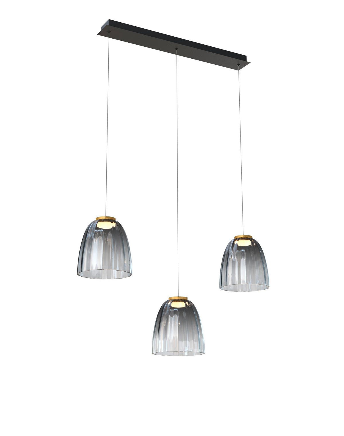 LED-HÄNGELEUCHTE Valence 90/22/150 cm   - Goldfarben/Schwarz, Design, Glas/Metall (90/22/150cm) - Wofi