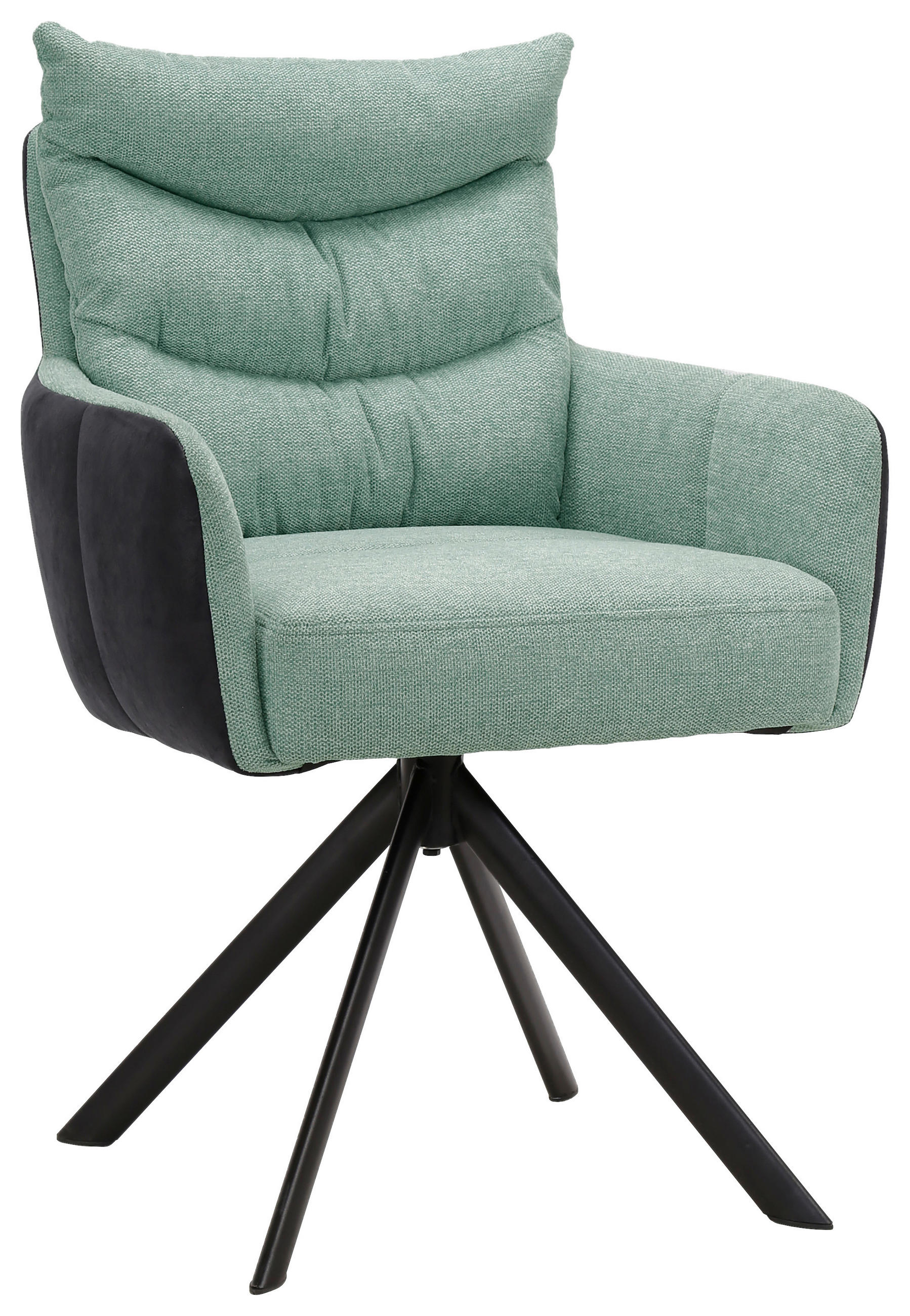 STOL MED ARMSTÖD järn vävt tyg, linneimitation  - mintgrön/svart, Design, metall/textil (59/91/66cm) - Hom`in