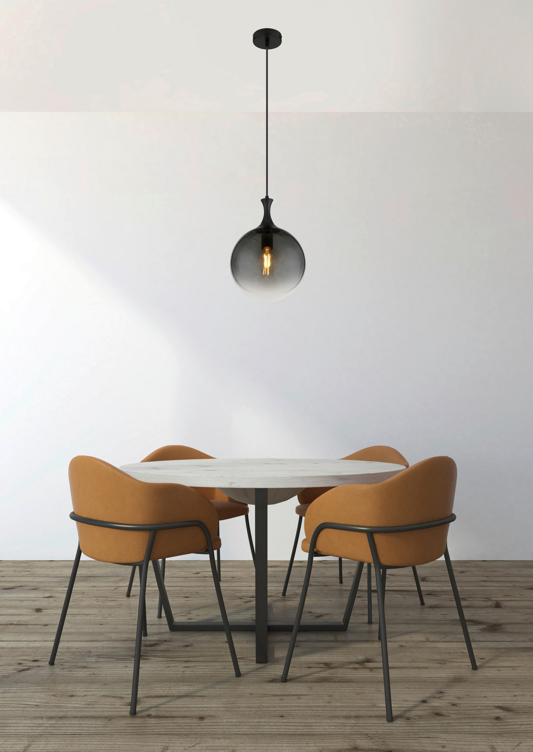 HÄNGELEUCHTE 25/141 cm    - Schwarz, Design, Glas/Kunststoff (25/141cm) - Globo