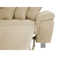 ECKSOFA inkl. Funktionen Creme Cord  - Silberfarben/Creme, Design, Textil/Metall (226/257cm) - Xora
