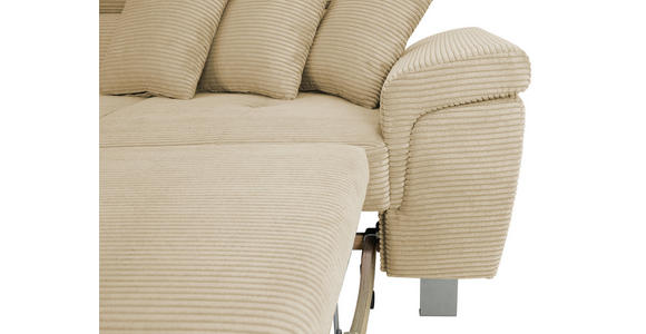 ECKSOFA inkl. Funktionen Creme Cord - Silberfarben/Creme, Design, Textil/Metall (226/257cm) - Xora