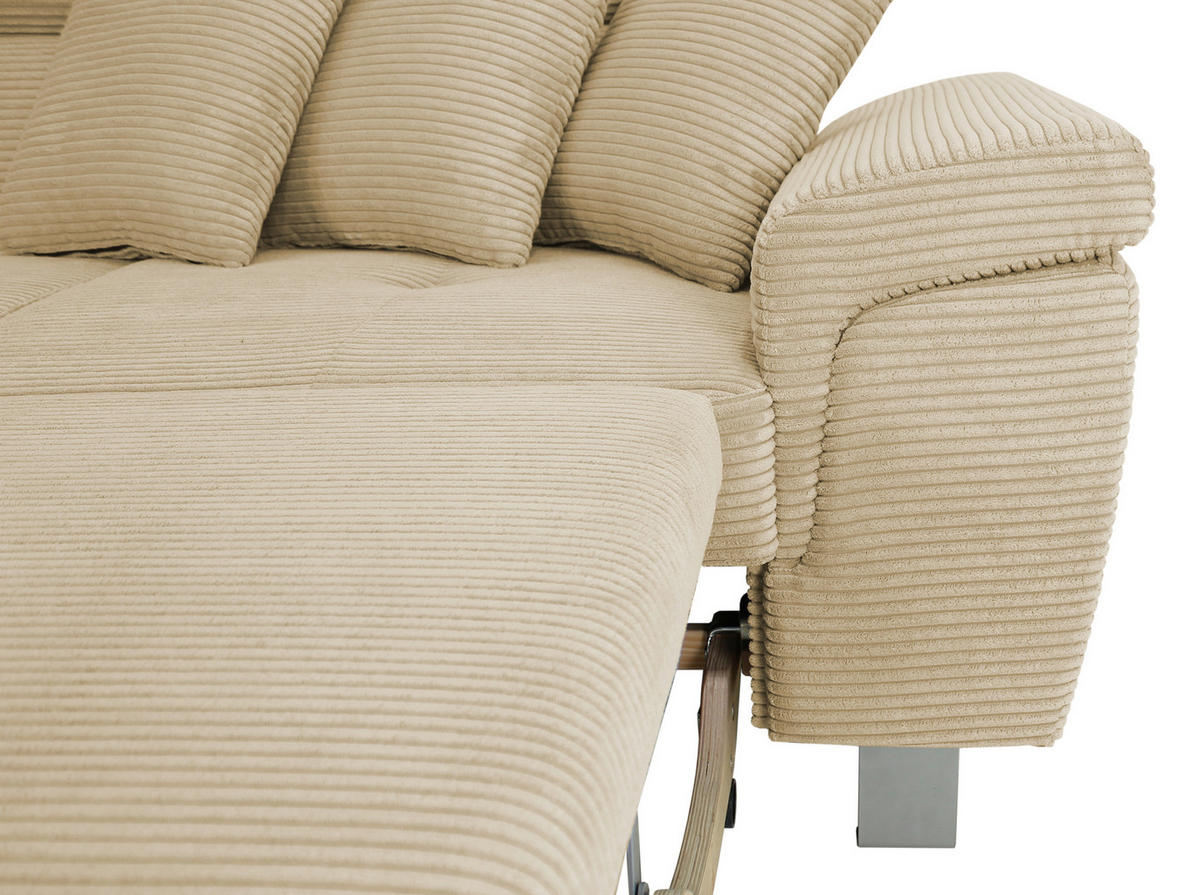 ECKSOFA in Cord Creme  - Silberfarben/Creme, Design, Textil/Metall (226/257cm) - Xora