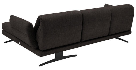ECKSOFA Dunkelbraun Flachgewebe  - Dunkelbraun/Schwarz, Design, Textil/Metall (279-327/176-217cm) - Dieter Knoll