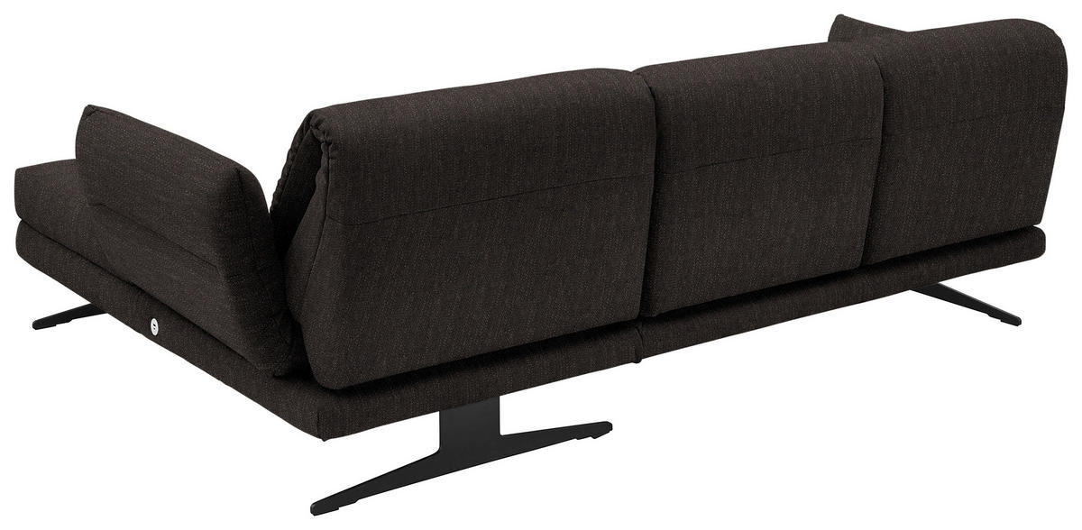 ECKSOFA in Flachgewebe Dunkelbraun  279-327/176-217 cm  - Dunkelbraun/Schwarz, Design, Textil/Metall (279-327/176-217cm) - Dieter Knoll