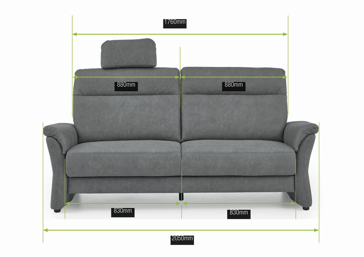 3,5-SITZER  in Mikrofaser Dunkelgrau Modern, Retro  - Dunkelgrau/Schwarz, KONVENTIONELL, Kunststoff/Textil (205/98/91cm) - Elegando