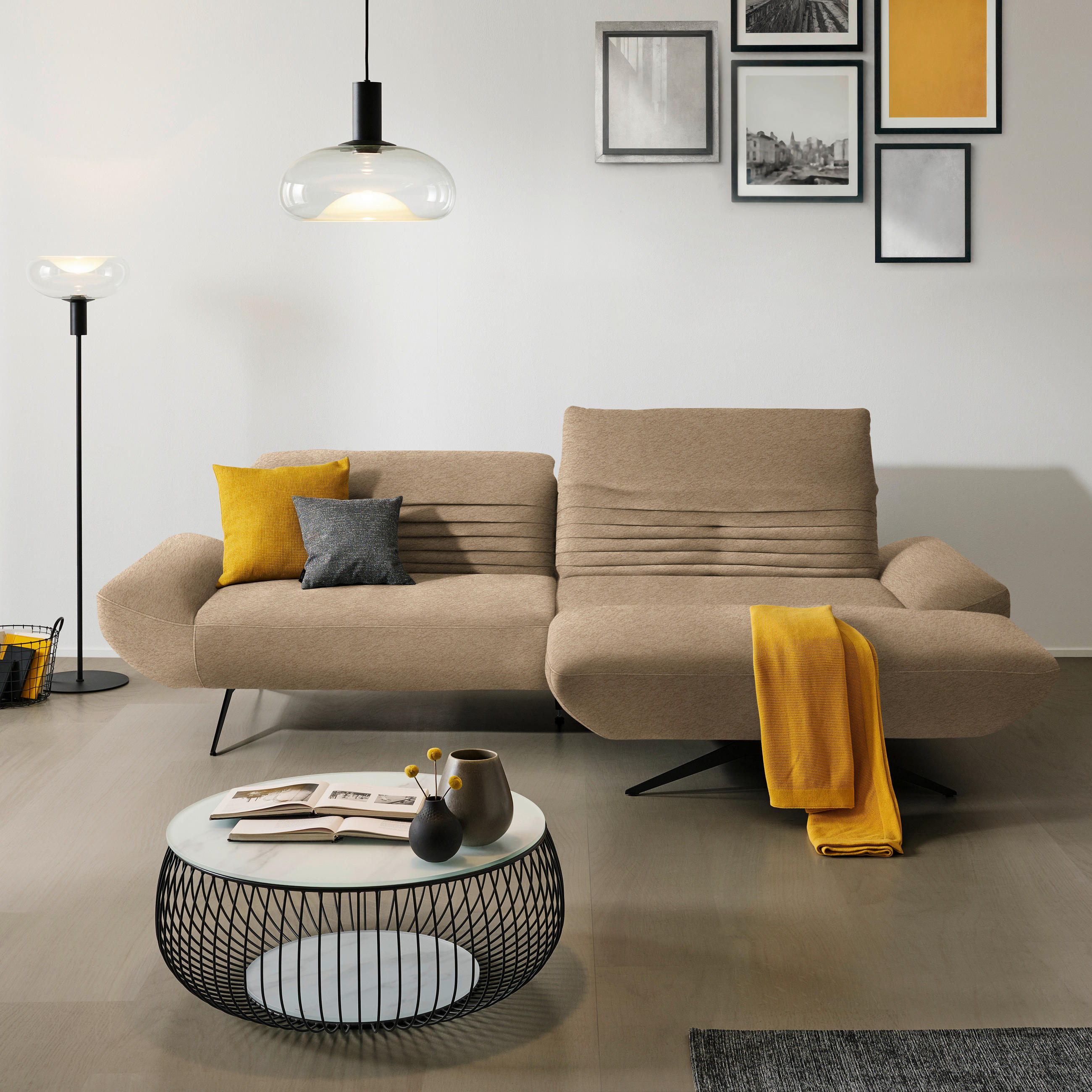 ECKSOFA  in Teddystoff Braun  280/170-195 cm  - Schwarz/Braun, Design, Textil/Metall (280/170-195cm) - Dieter Knoll