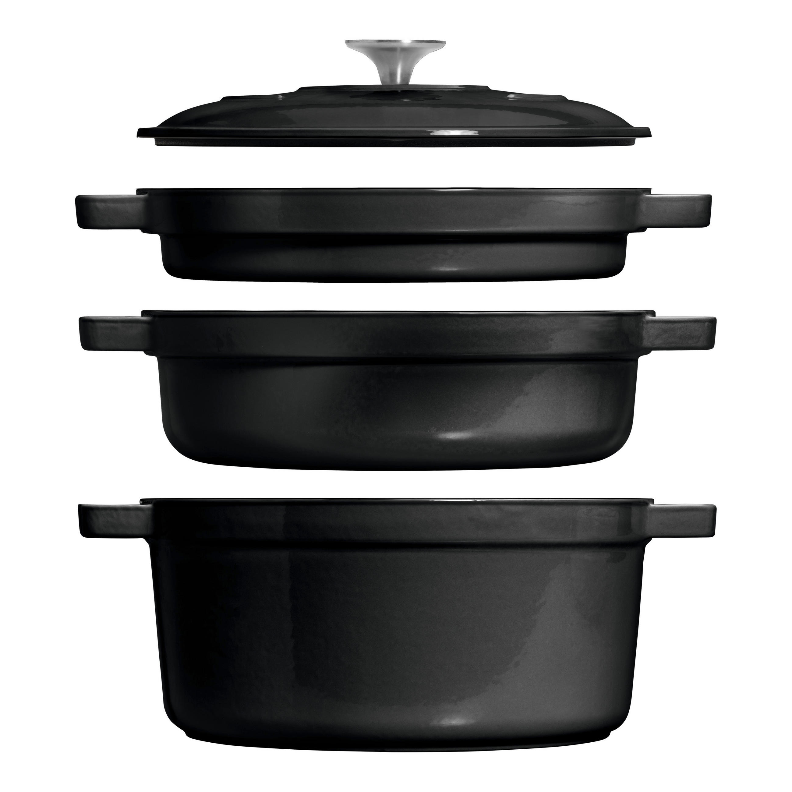 KOCHTOPFSET  - Schwarz, Basics, Metall (30.5/29,5/23cm) - CHEF CUISINE