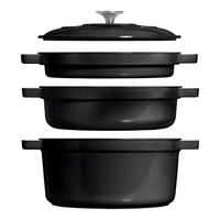 KOCHTOPFSET  - Schwarz, Basics, Metall (30.5/29,5/23cm) - CHEF CUISINE