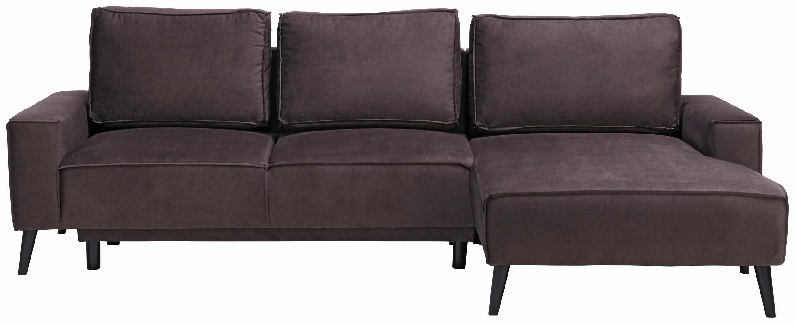 ECKSOFA Velours Taupe  - Taupe/Schwarz, Basics, Holz/Textil (260/161cm) - Carryhome