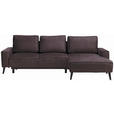 ECKSOFA  in Velours Taupe  - Taupe/Schwarz, Basics, Holz/Textil (260/161cm) - Carryhome