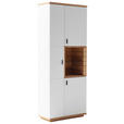 VITRINE  in furniert Wildeiche Weiß, Wildeiche - Wildeiche/Anthrazit, Design, Glas/Holz (80/202/37cm) - Novel