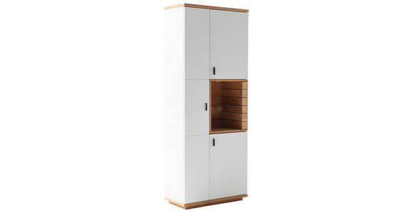 VITRINE in furniert Wildeiche Weiß, Wildeiche - Wildeiche/Anthrazit, Design, Glas/Holz (80/202/37cm) - Novel