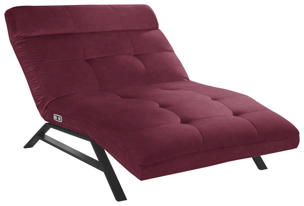 RELAXLIEGE in Mikrofaser Beere  - Beere/Schwarz, Design, Textil/Metall (120/54-113/158-198cm) - Pure Home Lifestyle
