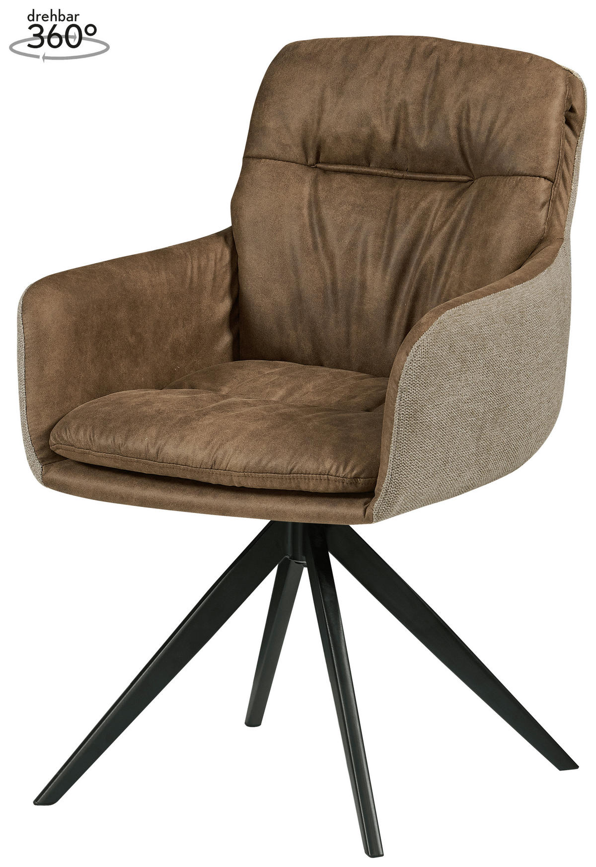 STOLIČKA S PODRÚČKAMI, kožený vzhľad, textilný výplet, hnedá - hnedá/čierna, Modern, kov/textil (57/87/64,5cm) - MID.YOU
