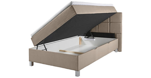 BOXBETT 120/200 cm  in Beige  - Beige/Alufarben, KONVENTIONELL, Kunststoff/Textil (120/200cm) - Carryhome