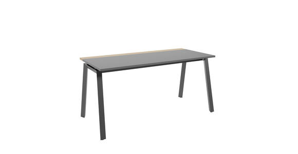 SCHREIBTISCH 160/75/75 cm in Anthrazit, Hickory - Anthrazit/Hickory, MODERN, Holzwerkstoff/Metall (160/75/75cm) - Novel