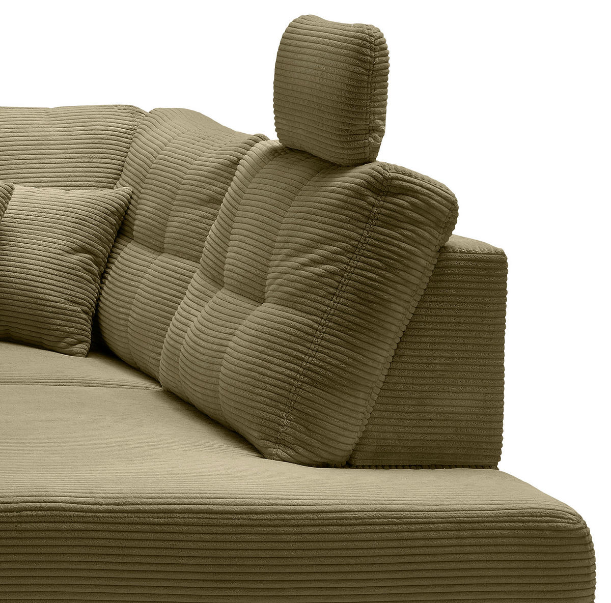 ECKSOFA in Cord Olivgrün  - Naturfarben/Olivgrün, Modern, Holz/Textil (274/206cm) - Livetastic