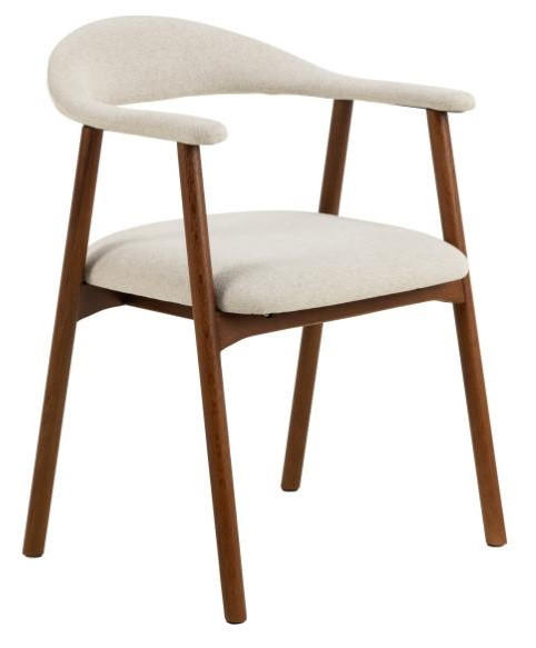ARMLEHNSTUHL in Flachgewebe - Beige/Walnussfarben, MODERN, Holz/Textil (56/75,5/54cm) - MID.YOU