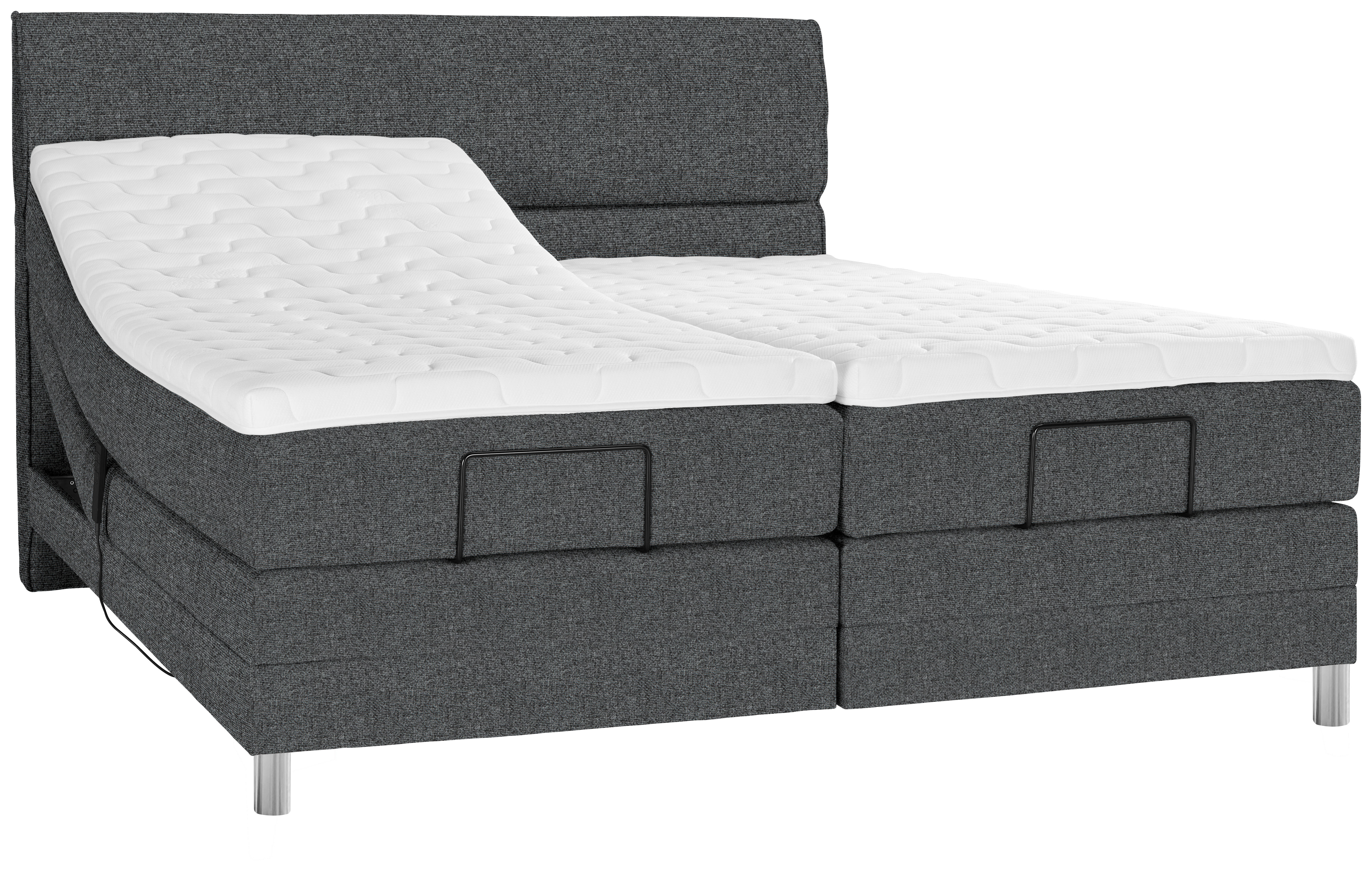 BOXSPRINGBETT 180/200 cm  in Anthrazit  - Chromfarben/Anthrazit, KONVENTIONELL, Kunststoff/Textil (180/200cm) - Voleo
