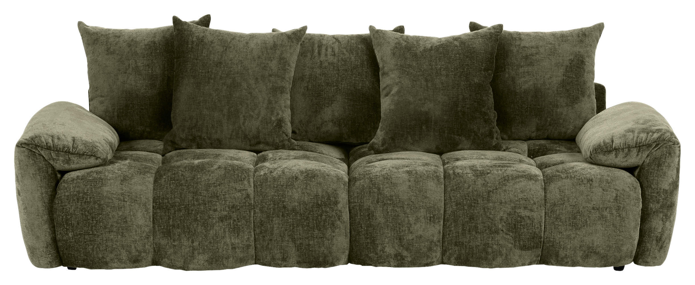 BIGSOFA Chenille Dunkelgrün  - Dunkelgrün/Schwarz, Design, Kunststoff/Textil (265/67/130cm) - home24