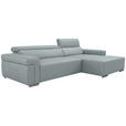 ECKSOFA DUA in Echtleder Hellgrau  293/170 cm  - Chromfarben/Hellgrau, Design, Leder/Metall (293/170cm) - Novel