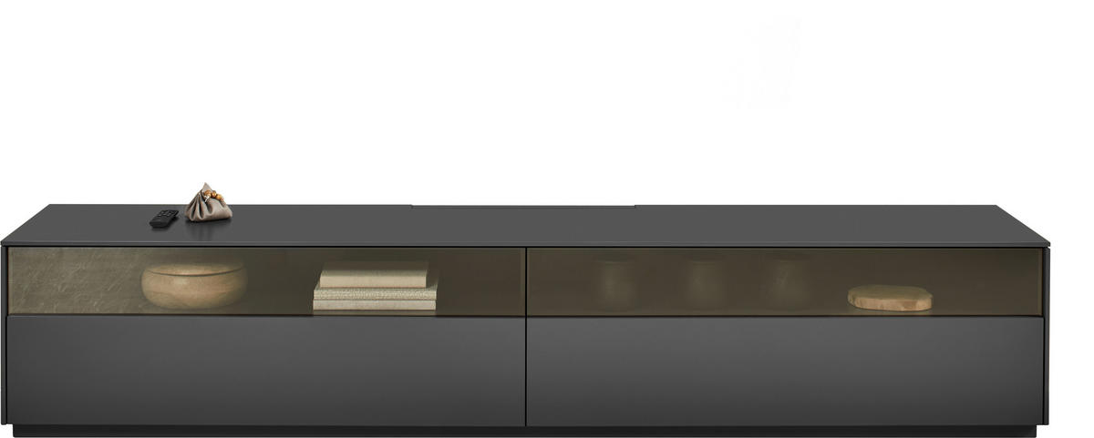 LOWBOARD Dunkelgrau  216/42/46 cm  - Dunkelgrau, Design, Glas/Holzwerkstoff (216/42/46cm) - Emilio Belluti