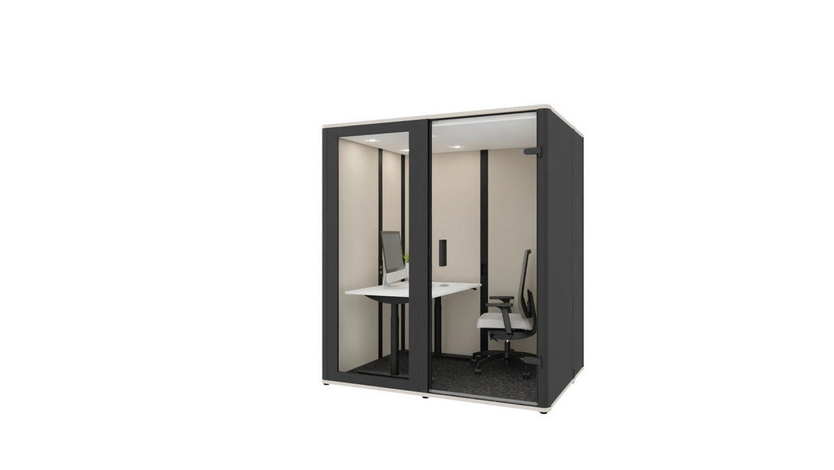 MEETINGBOX BOSSELINO WORK 2 - Schwarz, MODERN, Glas/Holzwerkstoff (190,9/215,5/148cm) - Bosse