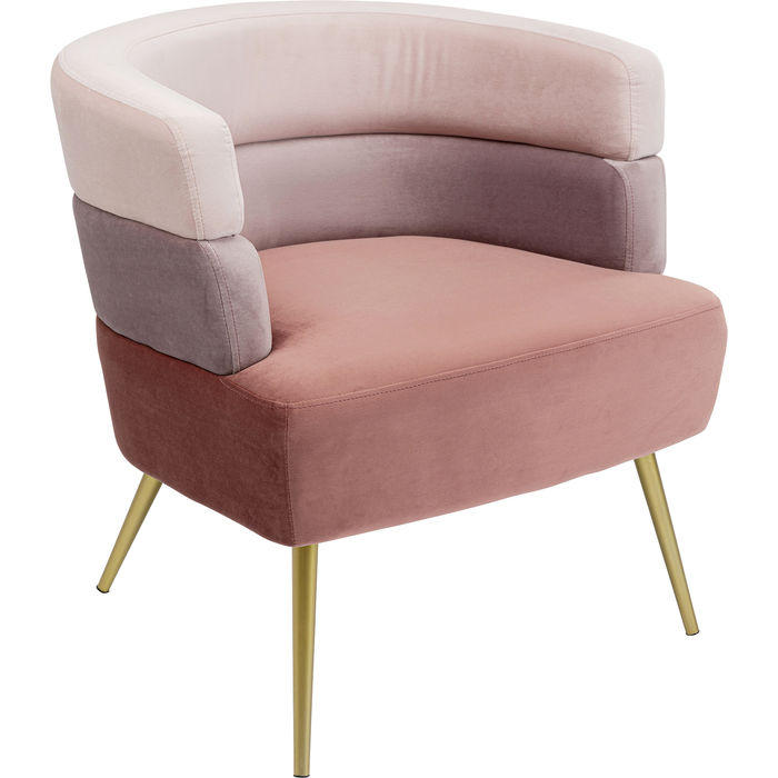 COCKTAILSESSEL Samt Rosa, Altrosa    - Goldfarben/Altrosa, Trend, Textil/Metall (65/74/64cm) - Kare-Design