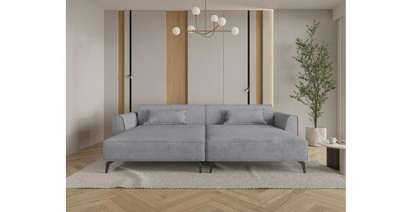 BIGSOFA  in Chenille Grau  - Hellbraun/Schwarz, MODERN, Textil/Metall (300/80/190cm) - Carryhome