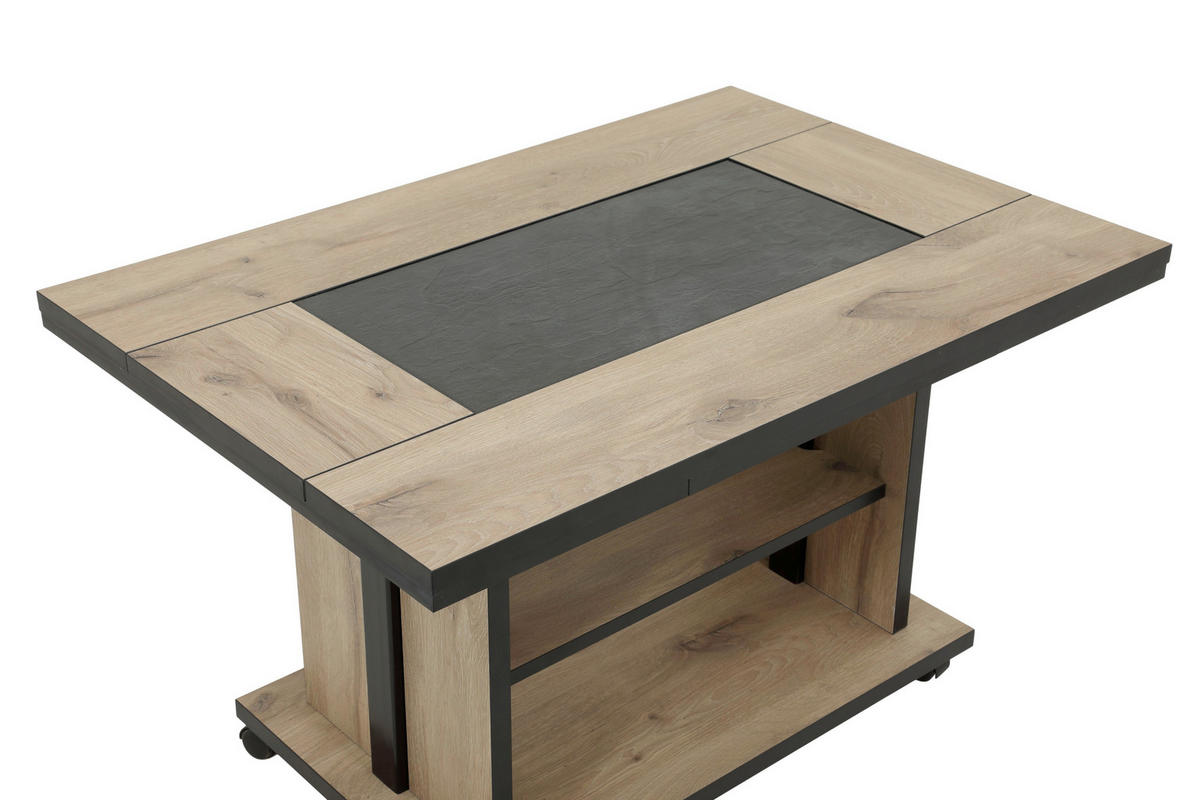 COUCHTISCH 66/97-152/55-73 cm rechteckig Anthrazit, Eiche Artisan  - Anthrazit/Eiche Artisan, Design, Holzwerkstoff/Stein (66/97-152/55-73cm) - Livetastic