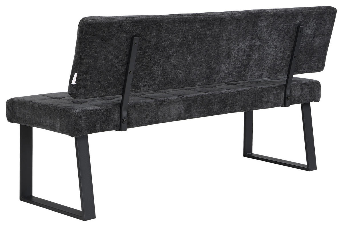 SITZBANK 160/85/56 cm Webstoff Dunkelgrau  - Dunkelgrau/Schwarz, MODERN, Textil/Metall (160/85/56cm) - Livetastic