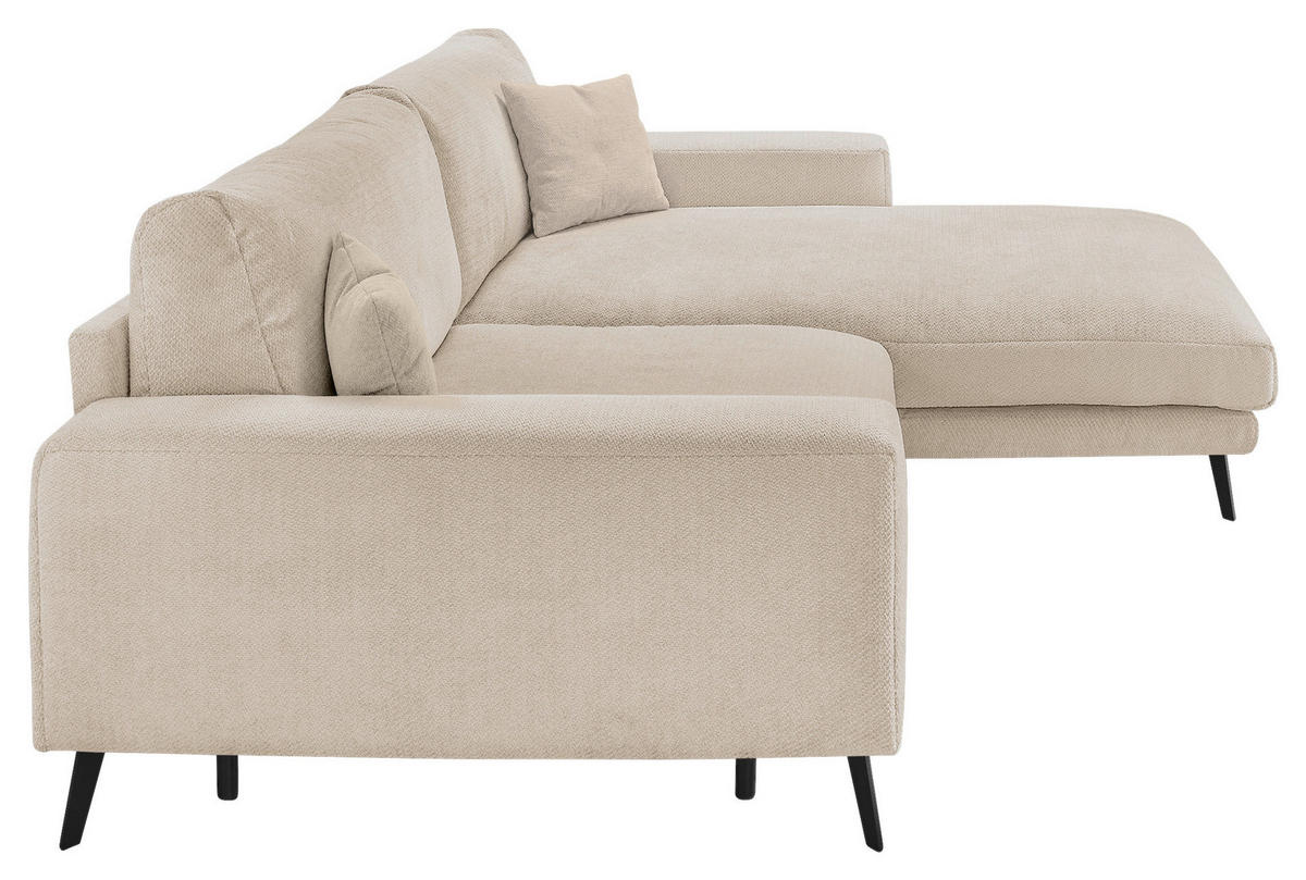ECKSOFA Creme Webstoff  - Creme/Schwarz, KONVENTIONELL, Textil/Metall (269/195cm) - SetOne by Musterring