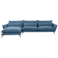 ECKSOFA Blau Webstoff  - Blau/Schwarz, Design, Textil/Metall (165/338cm) - Livetastic