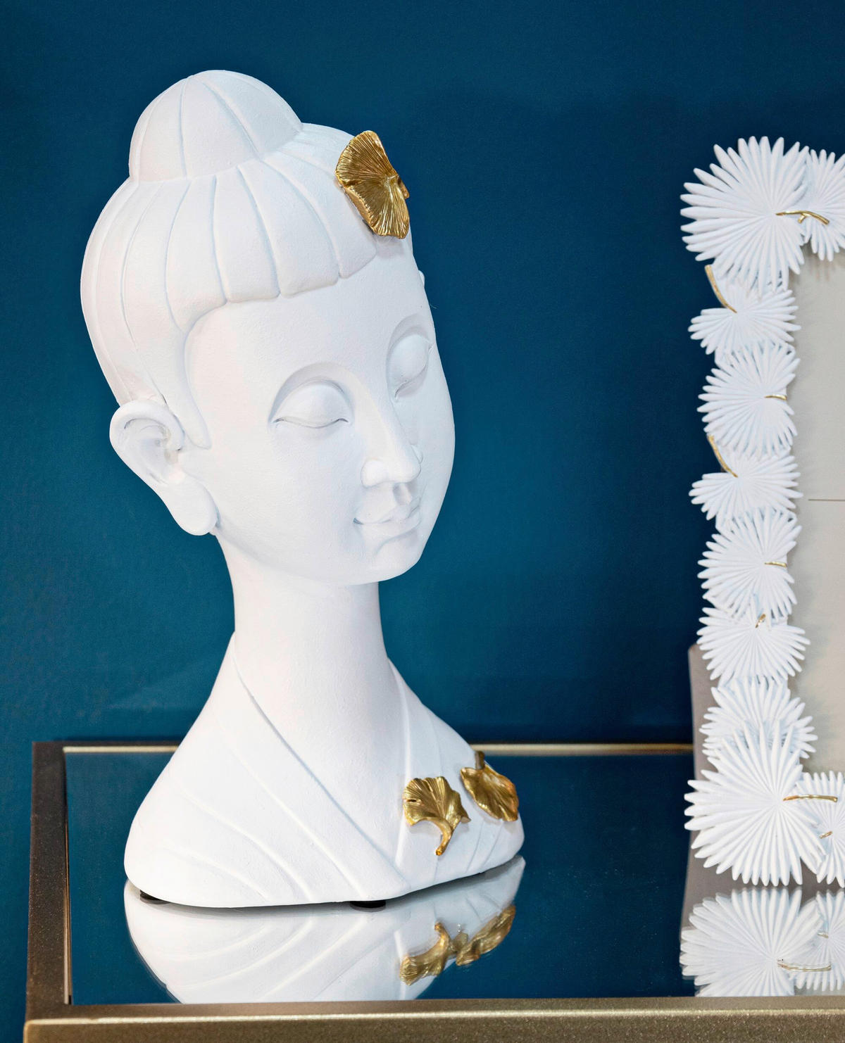 SKULPTUR - Goldfarben/Weiß, Basics, Kunststoff (21.5/35/16cm)