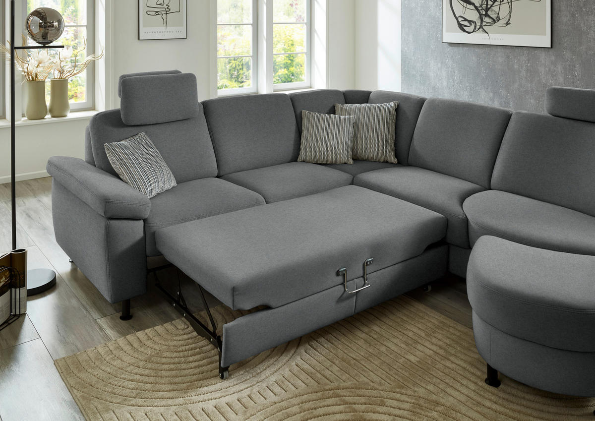 ECKSOFA Flachgewebe Anthrazit  - Anthrazit/Schwarz, Konventionell, Textil/Metall (248/252cm) - Beldomo Comfort